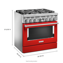 Cuisinière commerciale intelligente bicombustible KitchenAid®, 6 brûleurs, 36 po KFDC506JPA