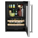 Kitchenaid® Centre de rafraîchissements avec porte en verre et porte-bouteilles à devant en métal - 24 po KUBR214KSB