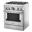 Kitchenaid® Cuisinière commerciale intelligente bicombustible avec 4 brûleurs - 30 po KFDC500JSS