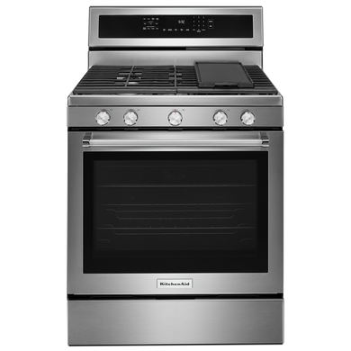 Kitchenaid® Cuisinière au gaz à convection avec 5 brûleurs - 30 po KFGG500ESS