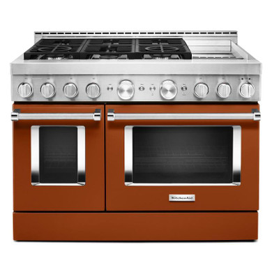 Cuisinière commerciale intelligente au gaz KitchenAid® avec plaque chauffante, 48 po KFGC558JSC