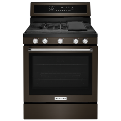 Cuisinière au gaz à convection avec 5 brûleurs - 30 po KitchenAid® KFGG500EBS