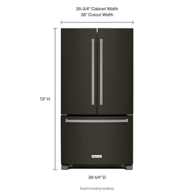 Kitchenaid® Réfrigérateur à portes françaises à profondeur de comptoir à distributeur intérieur et fini PrintShieldTM - 22 pi cu - 36 po KRFC302EBS