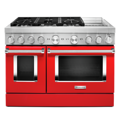 Cuisinière commerciale intelligente bicombustible KitchenAid® avec plaque chauffante, 48 po KFDC558JPA