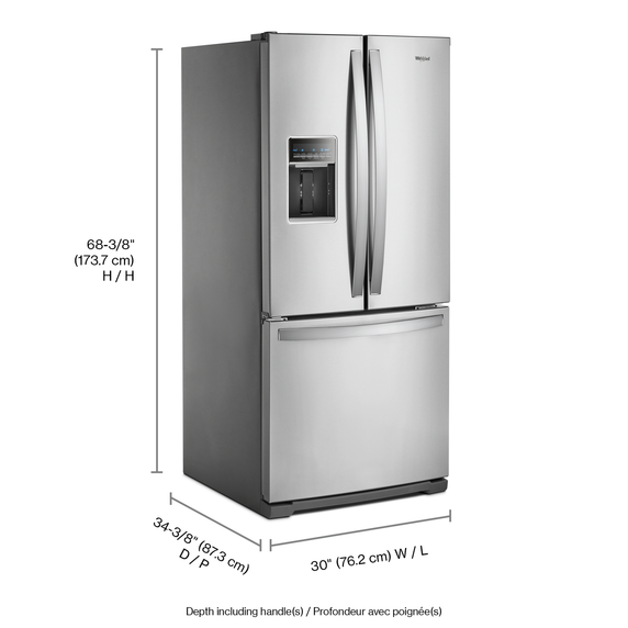 Réfrigérateur à portes françaises - 30 po - 20 pi cu Whirlpool® WRF560SEHZ