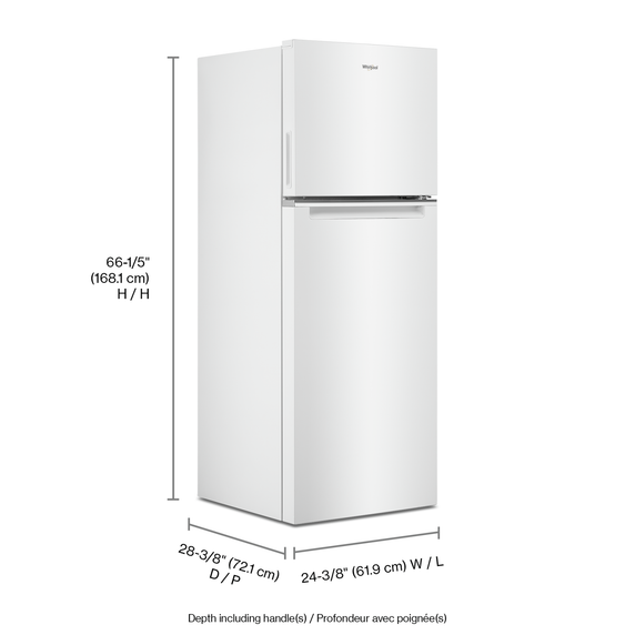 Whirlpool® Réfrigérateur à congélateur supérieur pour petit espacede - 24 po - 12.9 pi cu WRT313CZLW