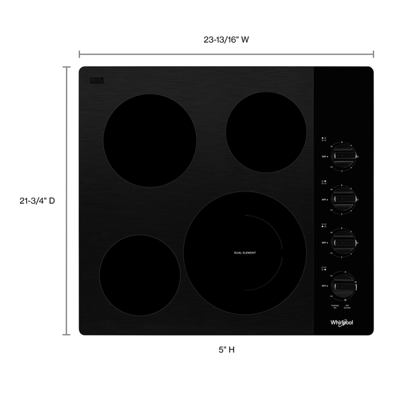 Table de cuisson électrique compacte en vitrocéramique - 24 po Whirlpool® WCE55US4HB