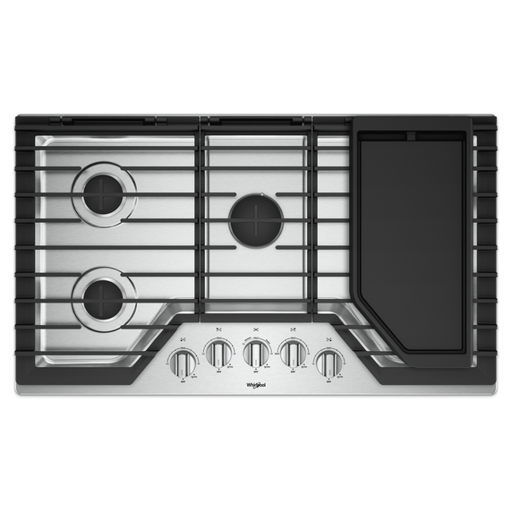 Table de cuisson au gaz avec plaque chauffante - 36 po Whirlpool® WCG97US6HS