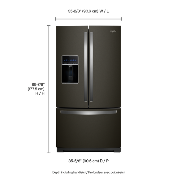 Réfrigérateur à portes françaises - 36 po - 27 pi cu Whirlpool® WRF767SDHV