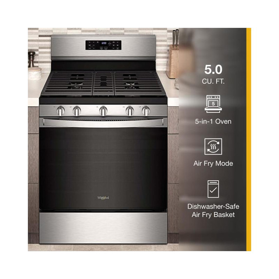 Whirlpool® Cuisinière au gaz 5 en 1 avec four à friture à l’air - 5 pi cu WFG550S0LZ