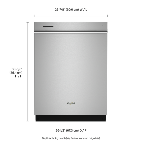 Lave-vaisselle silencieux résistant aux traces de doigts avec 3e panier et grande capacité Whirlpool® WDTA80SAKZ