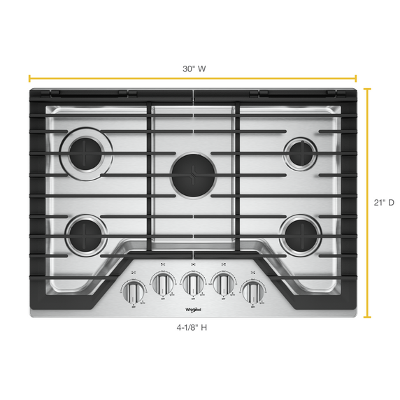 Table de cuisson au gaz avec grilles en fonte ez-2-lifttm - 30 po Whirlpool® WCG77US0HS