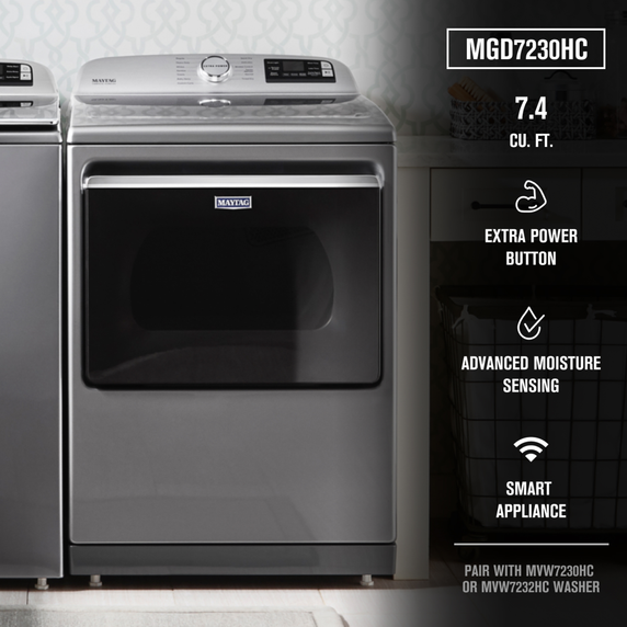 Sécheuse intelligente au gaz à chargement vertical avec fonction extra power - 7.4 pi cu Maytag® MGD7230HC