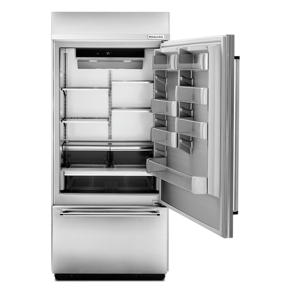 Réfrigérateur encastré à congélateur inférieur en acier inoxydable avec design intérieur platine - 20.9 pi cu - 36 po KitchenAid® KBBR306ESS