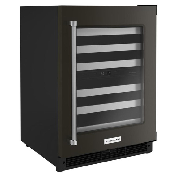 Kitchenaid® Cellier sous le comptoir avec porte en verre et porte-bouteilles à devant en métal - 24 po KUWR314KBS