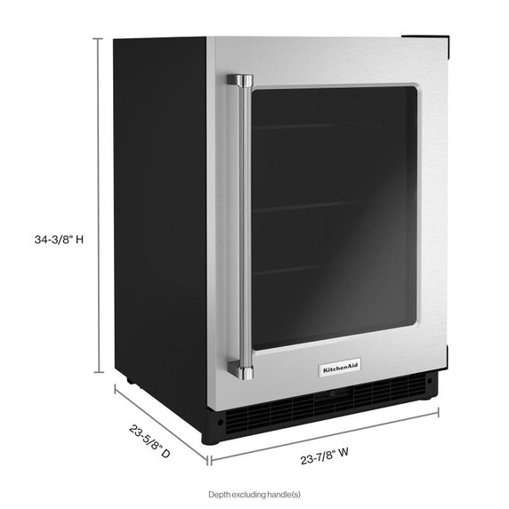Kitchenaid® Réfrigérateur sous le comptoir avec porte en verre - 24 po KURR214KSB
