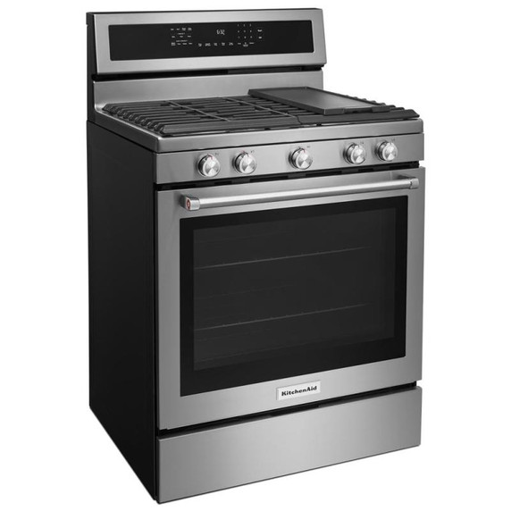 Kitchenaid® Cuisinière au gaz à convection avec 5 brûleurs - 30 po KFGG500ESS