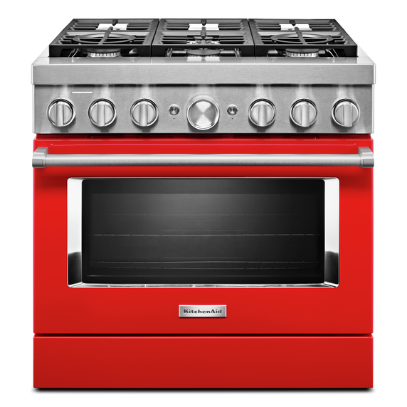 Cuisinière commerciale intelligente bicombustible KitchenAid®, 6 brûleurs, 36 po KFDC506JPA