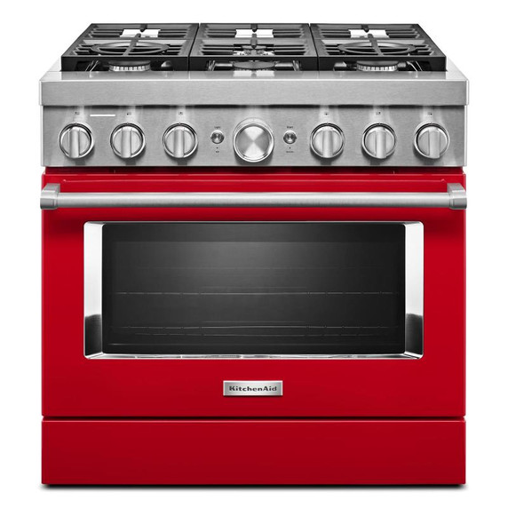 Cuisinière commerciale intelligente bicombustible KitchenAid®, 6 brûleurs, 36 po KFDC506JPA