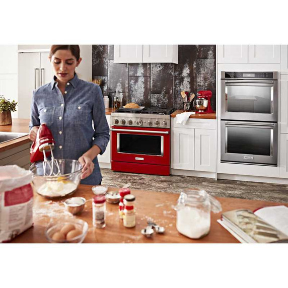 Cuisinière commerciale intelligente bicombustible KitchenAid®, 6 brûleurs, 36 po KFDC506JPA