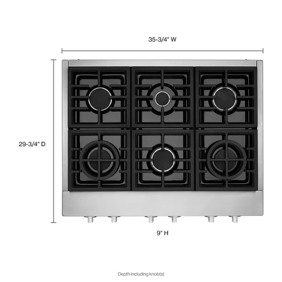 Table de cuisson commerciale au gaz KitchenAid®, 6 brûleurs, 36 po KCGC506JSS