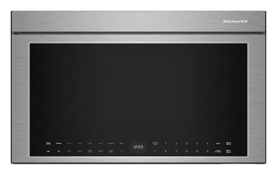 Four à micro-ondes à hotte intégrée multifonctions avec modes de capteurs à infrarouges KitchenAid® de 1,1 pi cu YKMMF730PPS