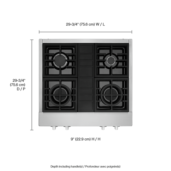 Table de cuisson commerciale au gaz avec 4 brûleurs - 30 po KitchenAid® KCGC500JSS