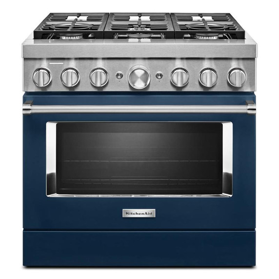 Cuisinière commerciale intelligente bicombustible KitchenAid®, 6 brûleurs, 36 po KFDC506JIB