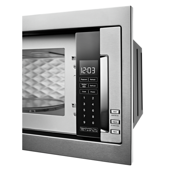 Four à micro-ondes à hotte intégrée à profil bas de 900 watts avec trousse de garniture étroite KitchenAid® YKMBT5011KS