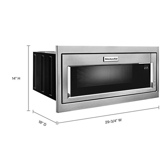 Kitchenaid® Four à micro-ondes à hotte intégrée à profil bas de 900 watts avec trousse de garniture étroite YKMBT5011KS