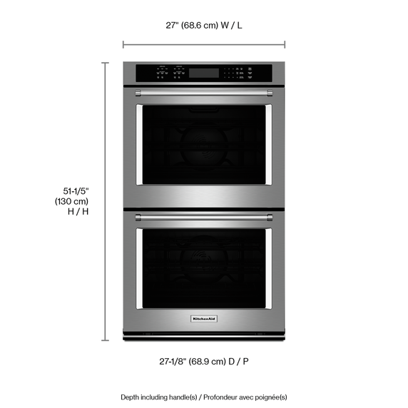 Four encastré double avec convection véritable evenheattm - 27 po KitchenAid® KODE507ESS