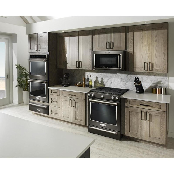 Kitchenaid® Cuisinière au gaz à commandes frontales à convection avec 5 brûleurs - 30 po KSGG700EBS