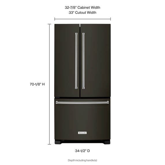 Réfrigérateur à portes françaises à profondeur standard avec distributeur intérieur et fini printshieldtm - 22 pi cu - 33 po KitchenAid® KRFF302EBS