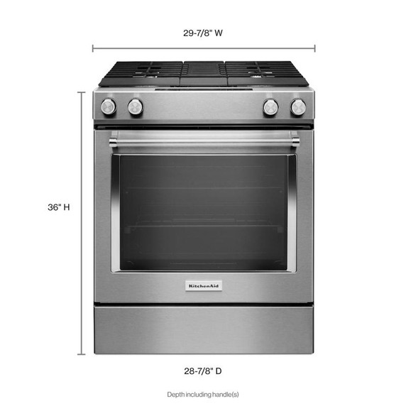 Kitchenaid® Cuisinière bi-combustible à commandes frontales, 4 brûleurs, 30 po KSDG950ESS Kitchenaid® Cuisinière bi-combustible à commandes frontales, 4 brûleurs, 30 po KSDG950ESS