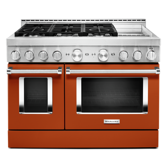 Cuisinière commerciale intelligente au gaz KitchenAid® avec plaque chauffante, 48 po KFGC558JSC