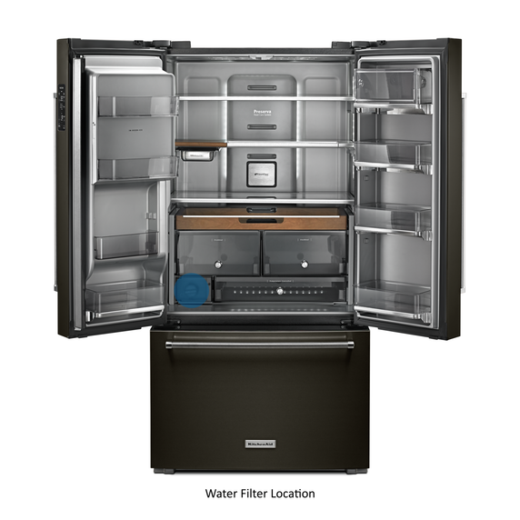 Kitchenaid® Réfrigérateur à portes françaises à profondeur de comptoir avec fini PrintShieldTM - 23.8 pi cu - 36 po KRFC704FBS