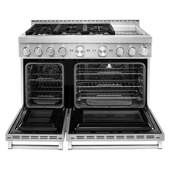 Cuisinière commerciale intelligente au gaz KitchenAid® avec plaque chauffante, 48 po KFGC558JSS