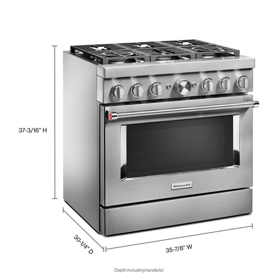 Cuisinière commerciale intelligente bicombustible KitchenAid®, 6 brûleurs, 36 po KFDC506JSS