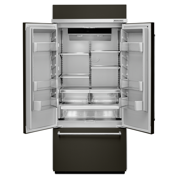 Réfrigérateur encastré à portes françaises de 20.8 pi cu et de 36 po de largeur, prêt à recevoir un panneau, avec intérieur platine KitchenAid® KBFN506EBS