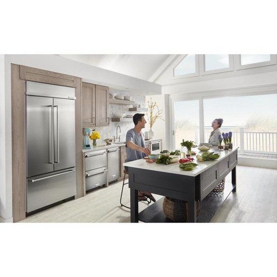 Kitchenaid® Réfrigérateur encastré à portes françaises, acier inoxydable, 20.8 pi cu, 36 po KBFN506ESS