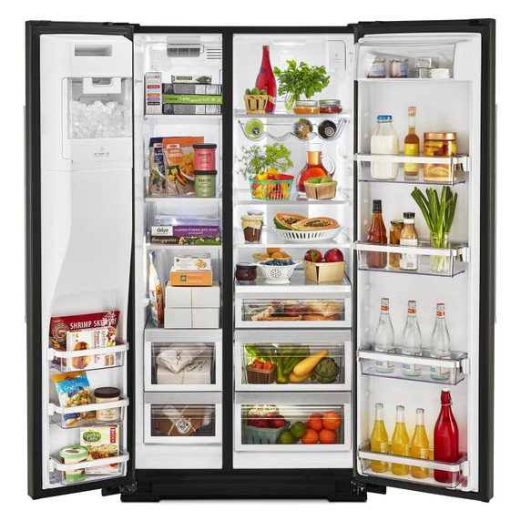 Kitchenaid® Réfrigérateur côte à côte avec distributeur extérieur d’eau et de glaçons et fini PrintShield™ - 24.8 pi cu - 30 po KRSF705HBS