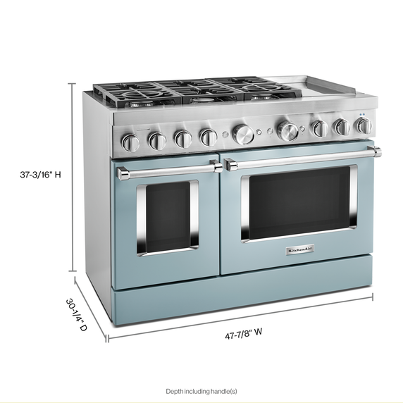 Cuisinière commerciale intelligente bicombustible KitchenAid® avec plaque chauffante, 48 po KFDC558JMB