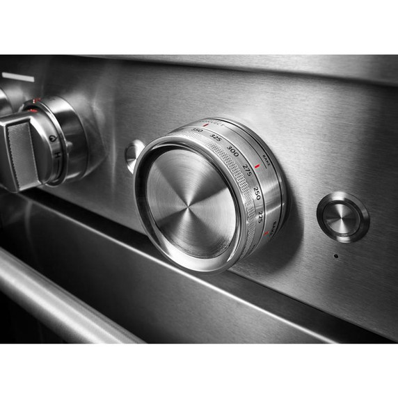 Kitchenaid® Cuisinière commerciale intelligente bicombustible avec 4 brûleurs - 30 po KFDC500JSS