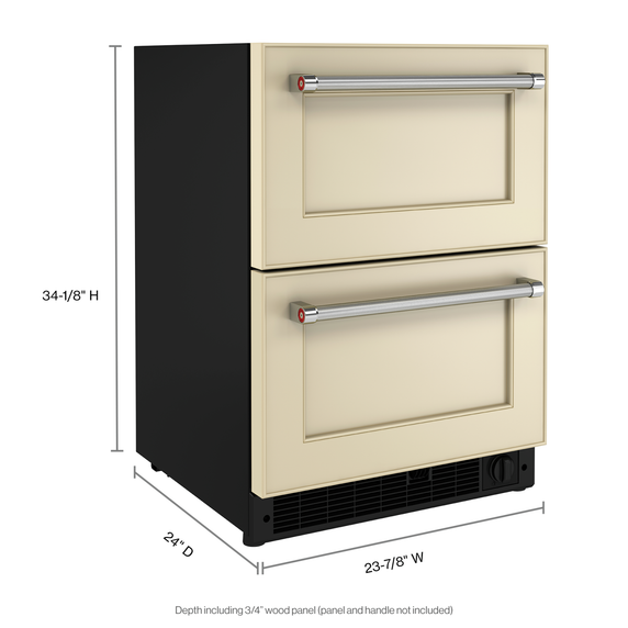 Réfrigérateur/congélateur sous le comptoir à double tiroir prêt pour le panneau de recouvrement - 24 po KitchenAid® KUDF204KPA