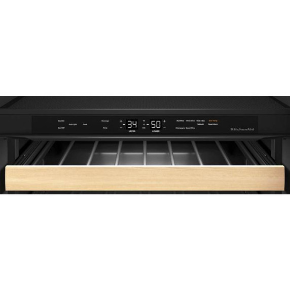 Kitchenaid® Centre de rafraîchissements avec porte en verre et porte-bouteilles à devant en métal - 24 po KUBL214KSB