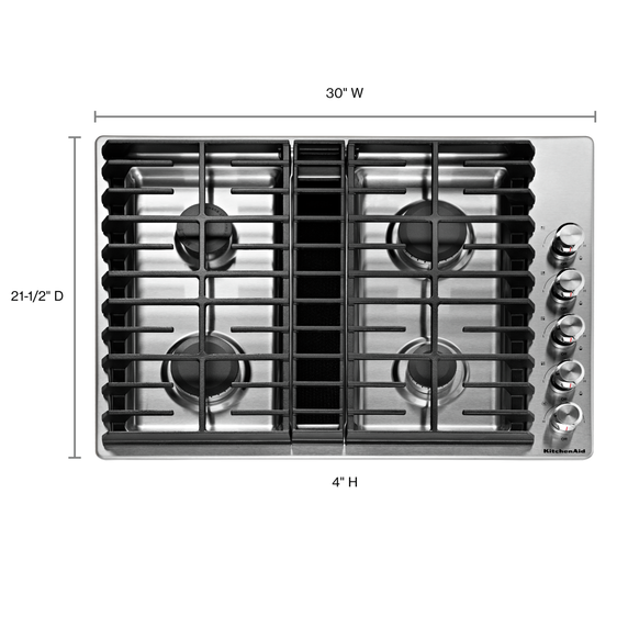 Table de cuisson au gaz à évacuation descendante avec 4 brûleurs - 30 po KitchenAid® KCGD500GSS