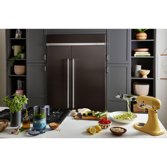 Réfrigérateur encastré côte à côte noir à fini printshield™ - 48 po - 30 pi cu KitchenAid® KBSN708MBS