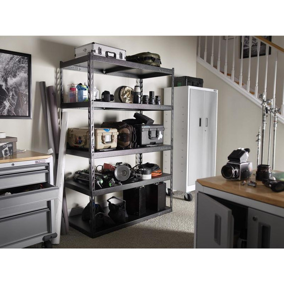 Gladiator® Rayonnage EZ Connect de 48 po (121,9 cm)  avec 5 tablettes de 24 po (61,7cm) de profondeur YGRK485XGG Gladiator® Rayonnage EZ Connect de 48 po (121,9 cm)  avec 5 tablettes de 24 po (61,7cm) de profondeur YGRK485XGG