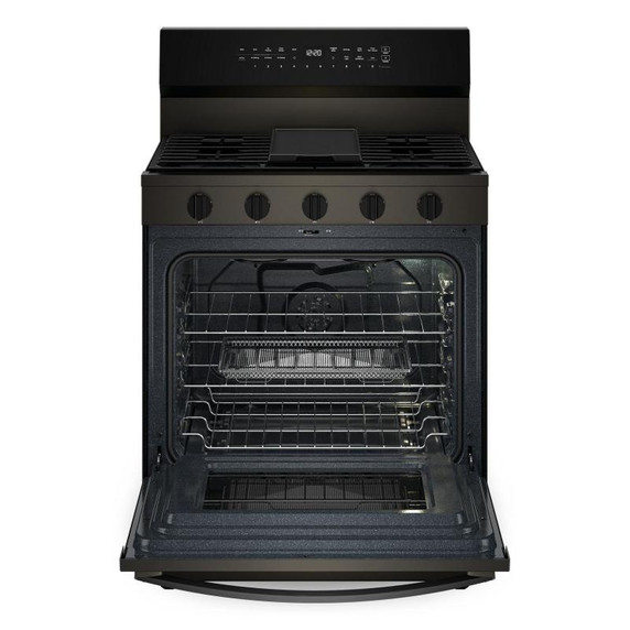Whirlpool® Cuisinière au gaz intelligente de 30 pouces avec technologie de cuisson à air, auto-nettoyage/netoyage à la vapeur, préchauffage rapide avec capacité de 5.3 pi cu WFGS7530RV