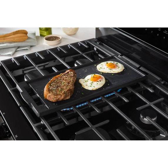 Whirlpool® Cuisinière au gaz intelligente de 30 pouces avec technologie de cuisson à air, auto-nettoyage/netoyage à la vapeur, préchauffage rapide avec capacité de 5.3 pi cu WFGS7530RB